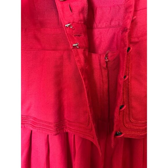 Vtg Sarah Elizabeth Red Embroidered Peplum Puff Sleeve Maxi Dress 14 Holiday - Picture 7 of 7